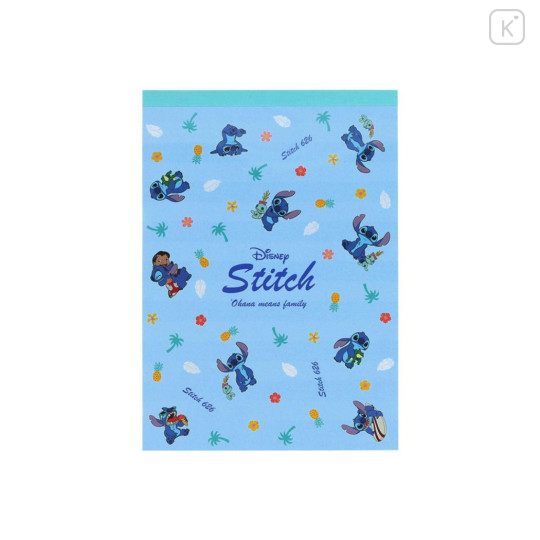 Japan Disney A6 Notepad - Scrump & Stitch : Lilo Blue - 1