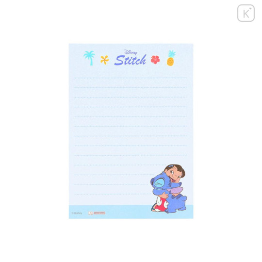 Japan Disney A6 Notepad - Scrump & Stitch : Lilo Blue - 3