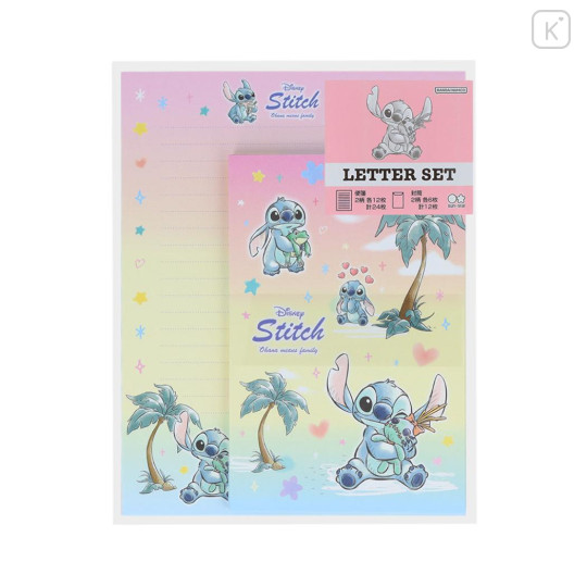 Japan Disney Letter Envelope Set - Scrump & Stitch : Watercolor Hug - 1