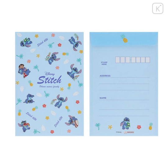 Japan Disney Letter Envelope Set - Scrump & Stitch : Lilo Blue - 2