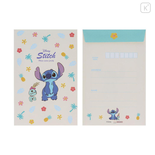 Japan Disney Letter Envelope Set - Scrump & Stitch : Lilo Blue - 3