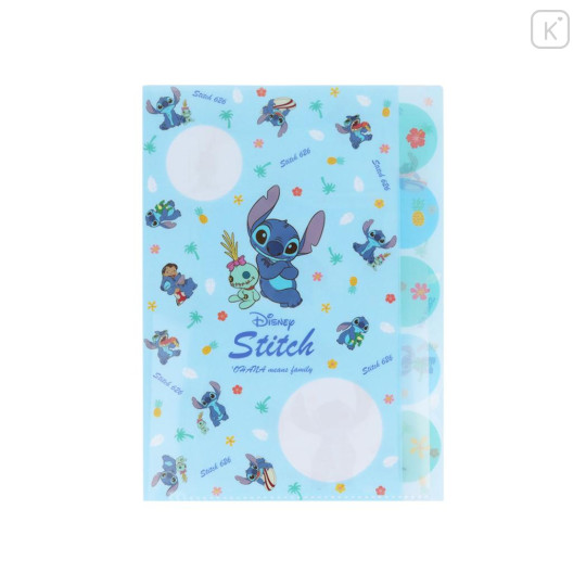 Japan Disney 5 Pockets A4 Index Holder - Scrump & Stitch : Lilo Blue - 1