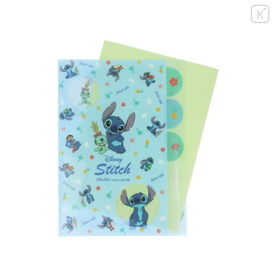 Japan Disney 5 Pockets A4 Index Holder - Scrump & Stitch : Lilo Blue - 3