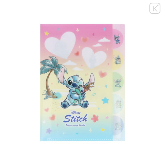 Japan Disney 5 Pockets A4 Index Holder - Scrump & Stitch : Watercolor Hug - 1