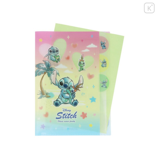 Japan Disney 5 Pockets A4 Index Holder - Scrump & Stitch : Watercolor Hug - 3