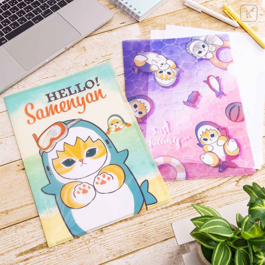 Japan Mofusand A4 Clear File - Cat Shark Hello Summer - 2