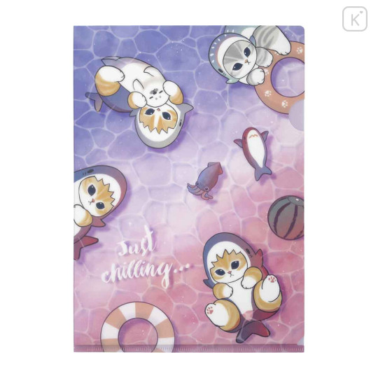 Japan Mofusand A4 Clear File - Cat Shark Hello Summer Just Chilling - 1