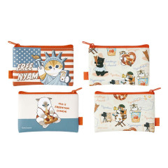 Japan Mofusand Mini Flat Pouch Set - Mofumofu Journey Cat American Statue of Liberty America