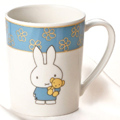 Japan Miffy Porcelain Mug - Miffy : 70th Anniversary Blue Flower Gold