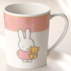Japan Miffy Porcelain Mug - Miffy : 70th Anniversary Pink Flower Gold