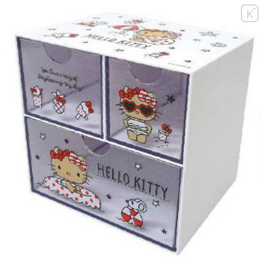Japan Sanrio Chest Drawer - Hello Kitty : Tan Swimsuit Party Relax Beach - 1