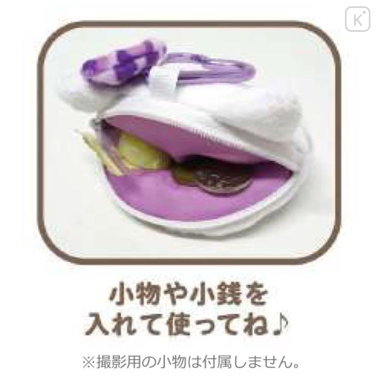 Japan Sanrio Face-shaped Pouch with Carabiner - Hello Kitty : Leopard Purple - 3