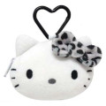 Japan Sanrio Face-shaped Pouch with Carabiner - Hello Kitty : Leopard Grey - 1