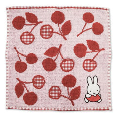 Japan Miffy Mini Towel Jacquard Handkerchief - Miffy : Cherry Pink
