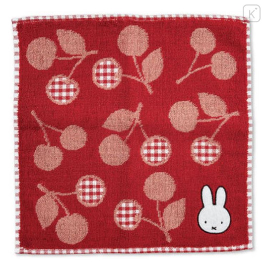 Japan Miffy Mini Towel Jacquard Handkerchief - Miffy : Cherry Red - 1