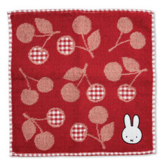 Japan Miffy Mini Towel Jacquard Handkerchief - Miffy : Cherry Red