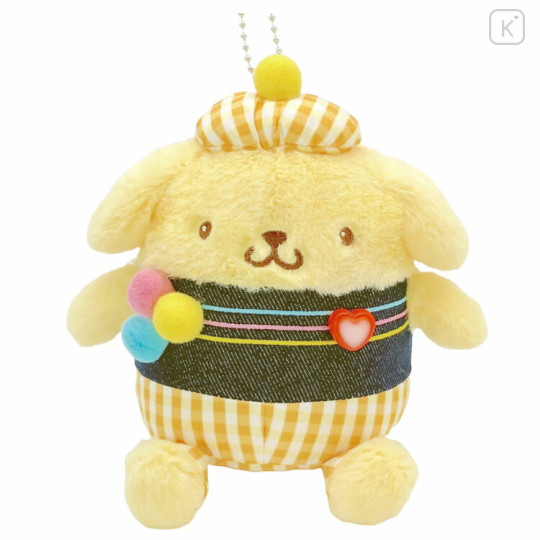 Japan Sanrio Mascot Holder - Pompompurin : Gingham Denim - 1
