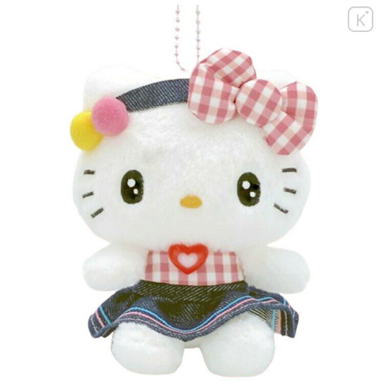 Japan Sanrio Mascot Holder - Hello Kitty : Gingham Denim - 1