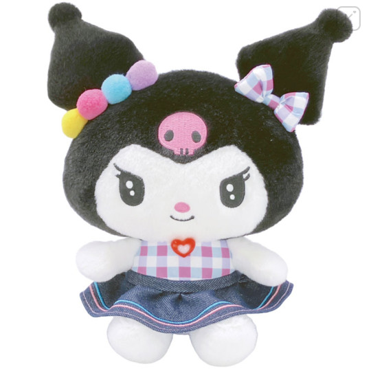 Japan Sanrio Plush Toy (S) - Kuromi : Gingham Denim - 1