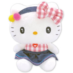 Japan Sanrio Plush Toy (S) - Hello Kitty : Gingham Denim