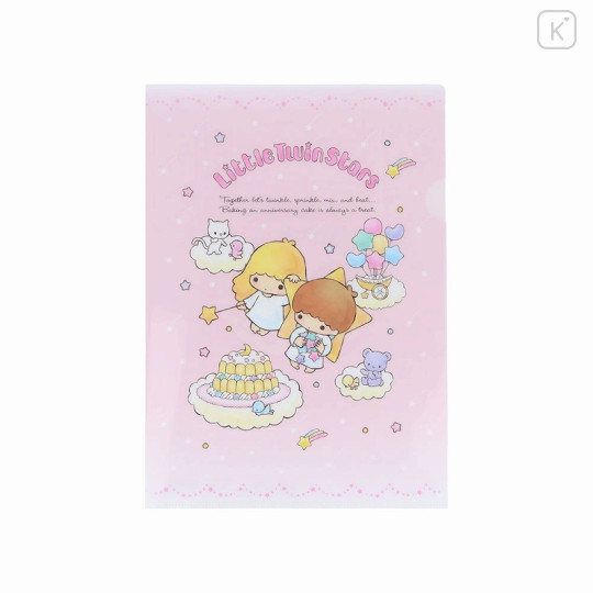 Japan Sanrio A4 Clear Holder - Little Twin Stars : 50th Anniversary Pink Sky Afternoon Tea - 1