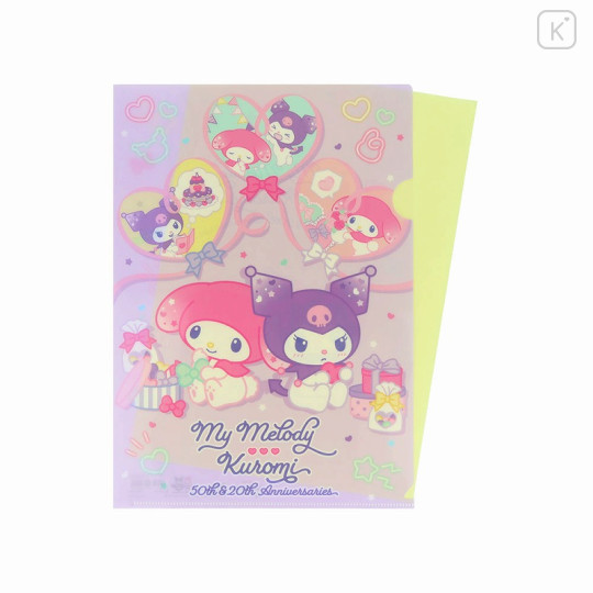 Japan Sanrio A4 Clear Holder - My Melody 50th & Kuromi 20th Anniversary Party Purple - 3