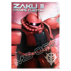 Japan Gundam A4 Clear Holder - Metallic Char's Zaku II MS-06S