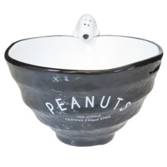 Japan Peanuts Porcelain Rice Bowl with Nokkari Figure - Snoopy : Black