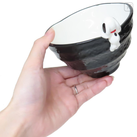 Japan Peanuts Porcelain Rice Bowl with Nokkari Figure - Snoopy : Black - 2