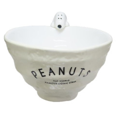 Japan Peanuts Porcelain Rice Bowl with Nokkari Figure - Snoopy : Beige