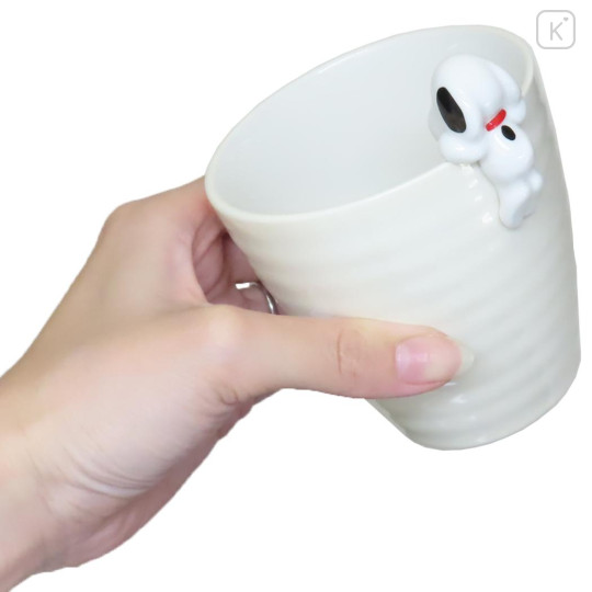 Japan Peanuts Tea Cup with Nokkari Figure - Snoopy : Beige - 2