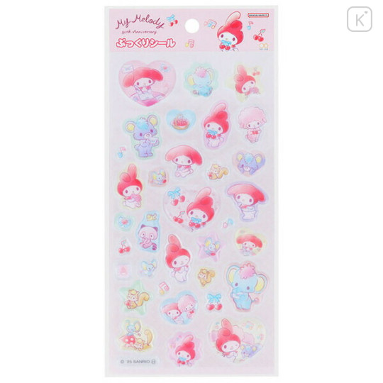 Japan Sanrio Clear Plump 3D Sticker - My Melody : 50th Anniversary Writing Letters To Friends Pink - 1