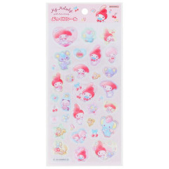 Japan Sanrio Clear Plump 3D Sticker - My Melody : 50th Anniversary Writing Letters To Friends Pink
