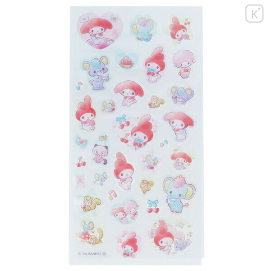 Japan Sanrio Clear Plump 3D Sticker - My Melody : 50th Anniversary Writing Letters To Friends Pink - 2