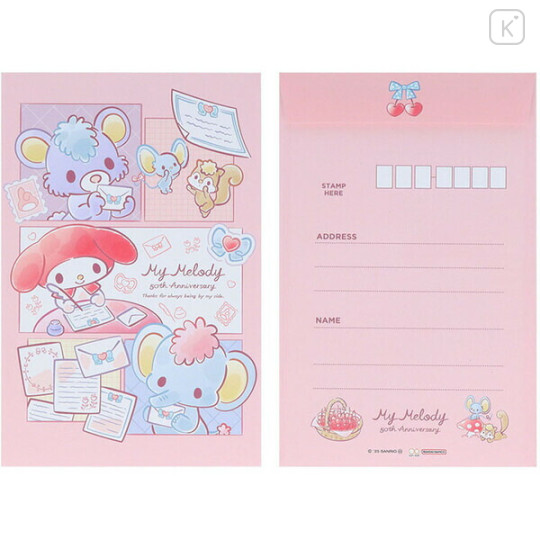 Japan Sanrio Letter Envelope Set - My Melody : 50th Anniversary Writing Letters To Friends Pink - 2