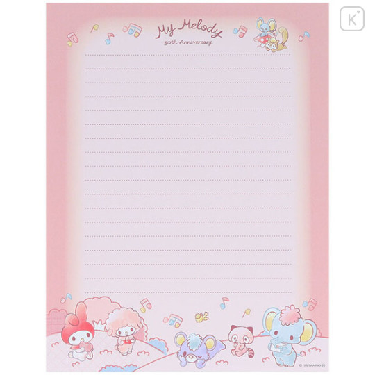 Japan Sanrio Letter Envelope Set - My Melody : 50th Anniversary Writing Letters To Friends Pink - 4
