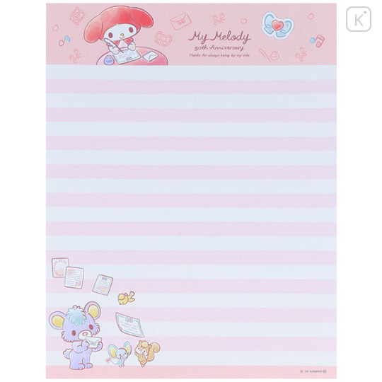 Japan Sanrio Letter Envelope Set - My Melody : 50th Anniversary Writing Letters To Friends Pink - 5