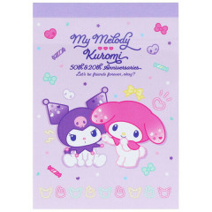 Japan Sanrio Mini Notepad - My Melody 50th & Kuromi 20th Anniversary Party Purple