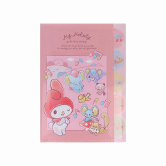 Japan Sanrio 5 Pockets A4 Index Holder - My Melody : 50th Anniversary Friends Pink
