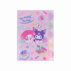 Japan Sanrio 5 Pockets A4 Index Holder - My Melody 50th & Kuromi 20th Anniversary Party Prple