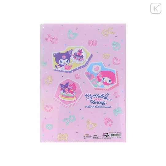 Japan Sanrio 5 Pockets A4 Index Holder - My Melody 50th & Kuromi 20th Anniversary Party Prple - 2
