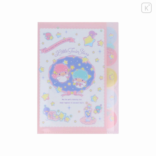 Japan Sanrio 5 Pockets A4 Index Holder - Little Twin Stars : 50th Anniversary White Pink - 1