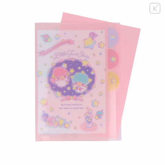Japan Sanrio 5 Pockets A4 Index Holder - Little Twin Stars : 50th Anniversary White Pink - 3