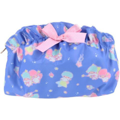 Japan Sanrio Frill Cosmetic Pouch - Little Twin Stars : 50th Anniversary Star Night Sky
