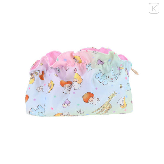 Japan Sanrio Frill Cosmetic Pouch - Little Twin Stars : 50th Anniversary Pink Sky - 2