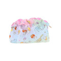Japan Sanrio Frill Cosmetic Pouch - Little Twin Stars : 50th Anniversary Pink Sky - 2