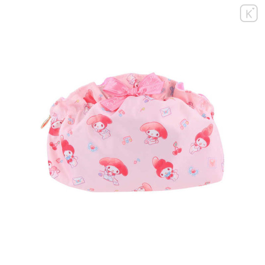 Japan Sanrio Frill Cosmetic Pouch - My Melody : 50th Anniversary Writing Letters To Friends Pink - 1
