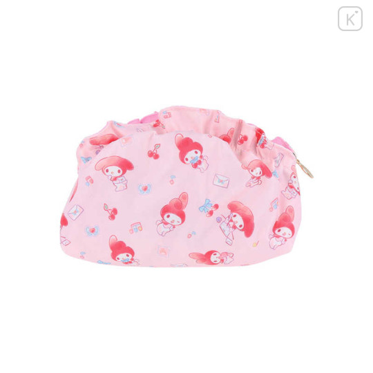 Japan Sanrio Frill Cosmetic Pouch - My Melody : 50th Anniversary Writing Letters To Friends Pink - 2