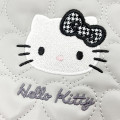Japan Sanrio Quilted Cosmetic Pouch - Hello Kitty : Monotone Grey Heart - 4