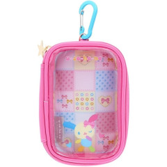 Japan Sanrio Clear Multi Case With Carabiner - Usahana : Grid Wink